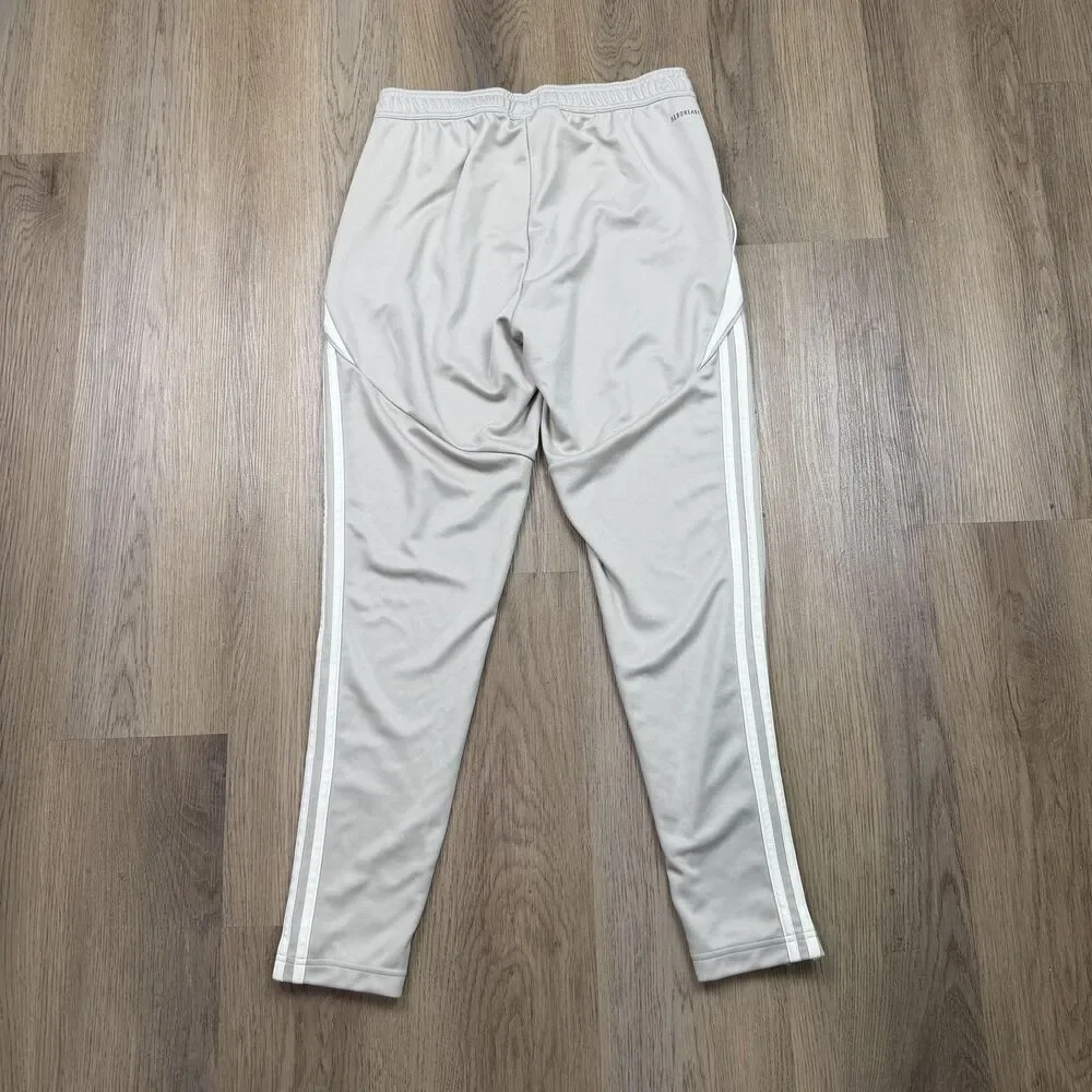 Adidas Track Pants Mens Medium Gray AEROREADY 3-Stripes Ankle Zip Athletic